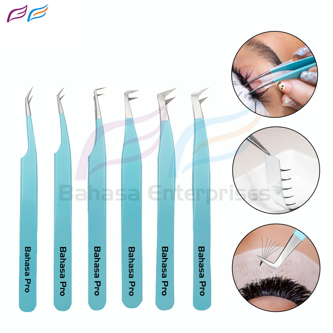 Light Green Lash Extension Tweezers Set